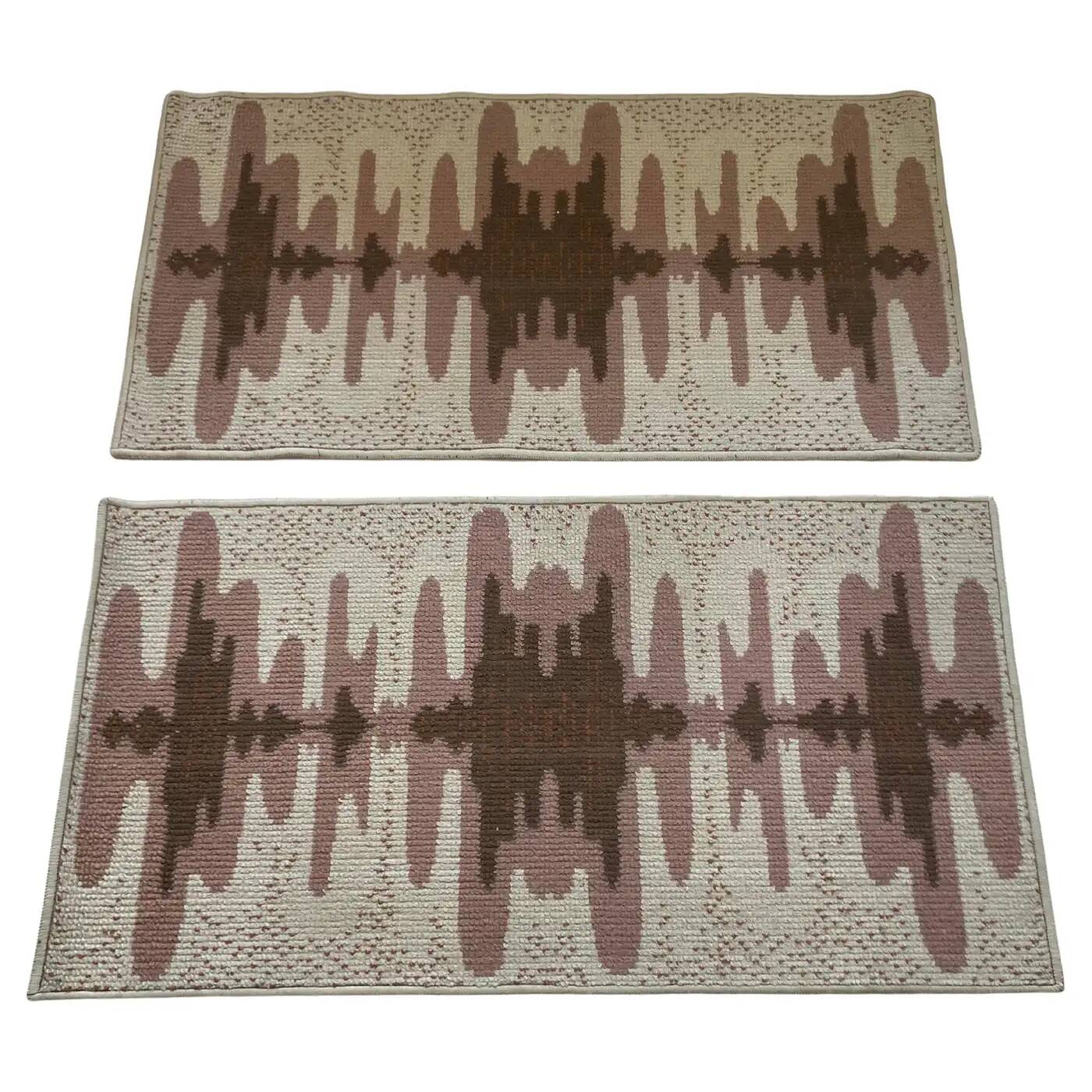 Pair of two design organic Scandinavian style carpets, 1970s / Czechoslovakia