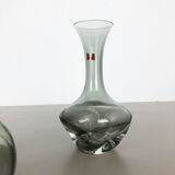 Set of 3 cubic hand blown crystal glass vase by Friedrich Kristall Germany 1970s