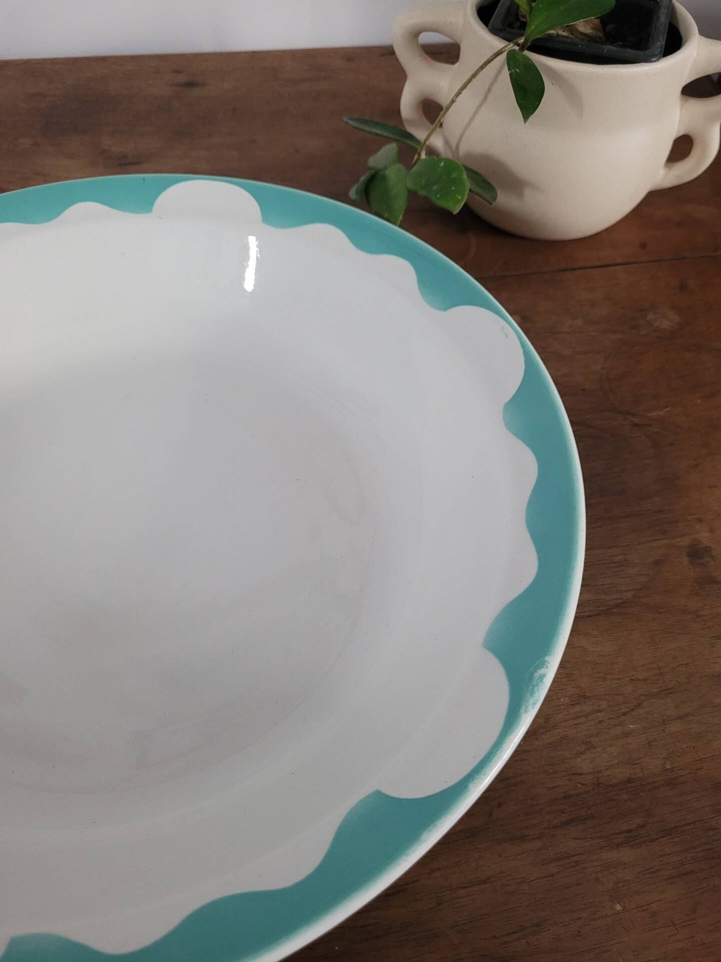 Large turquoise shallow dish