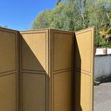 Antique 4-panel screen – burlap and upholstery nails