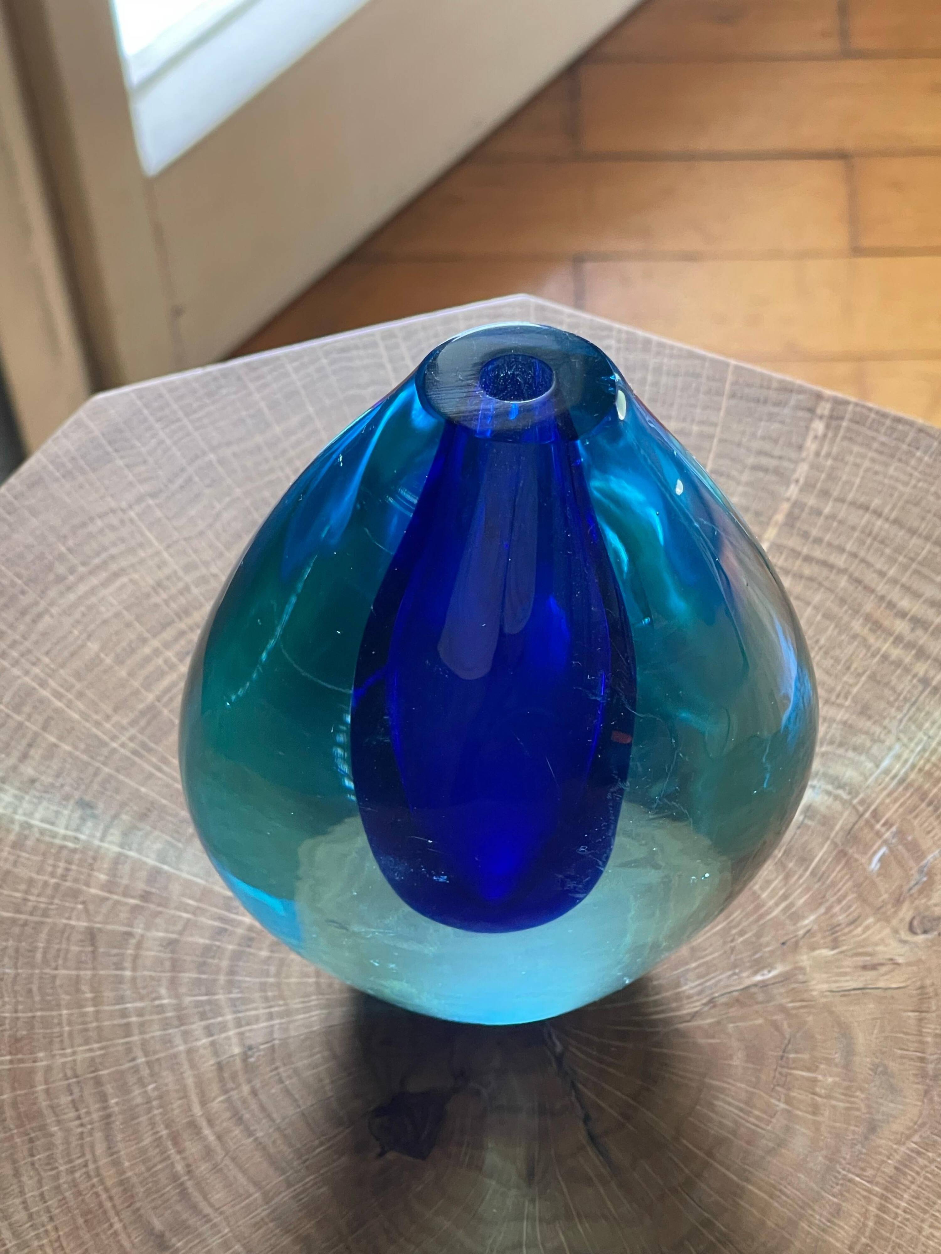 Blue Sommerso Vase by Flavio Poli for Seguso, Murano, Italy, 1960s
