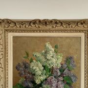 Oil still life bouquet flowers frame montparnasse Jean Verdier