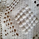Ecru white cotton bedspread, crocheted bed throw