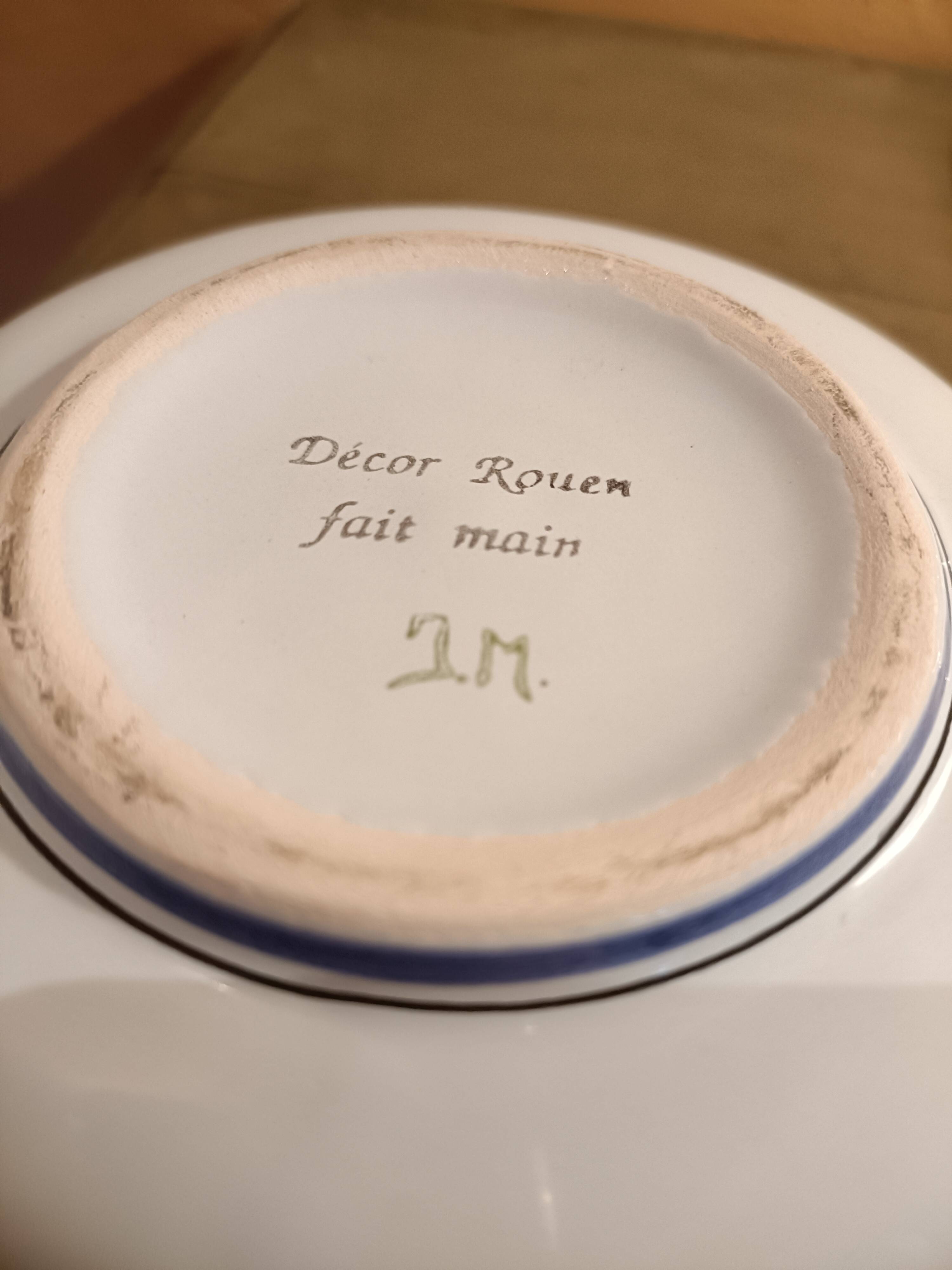 Earthenware candy dish with hand-decorated surfaces