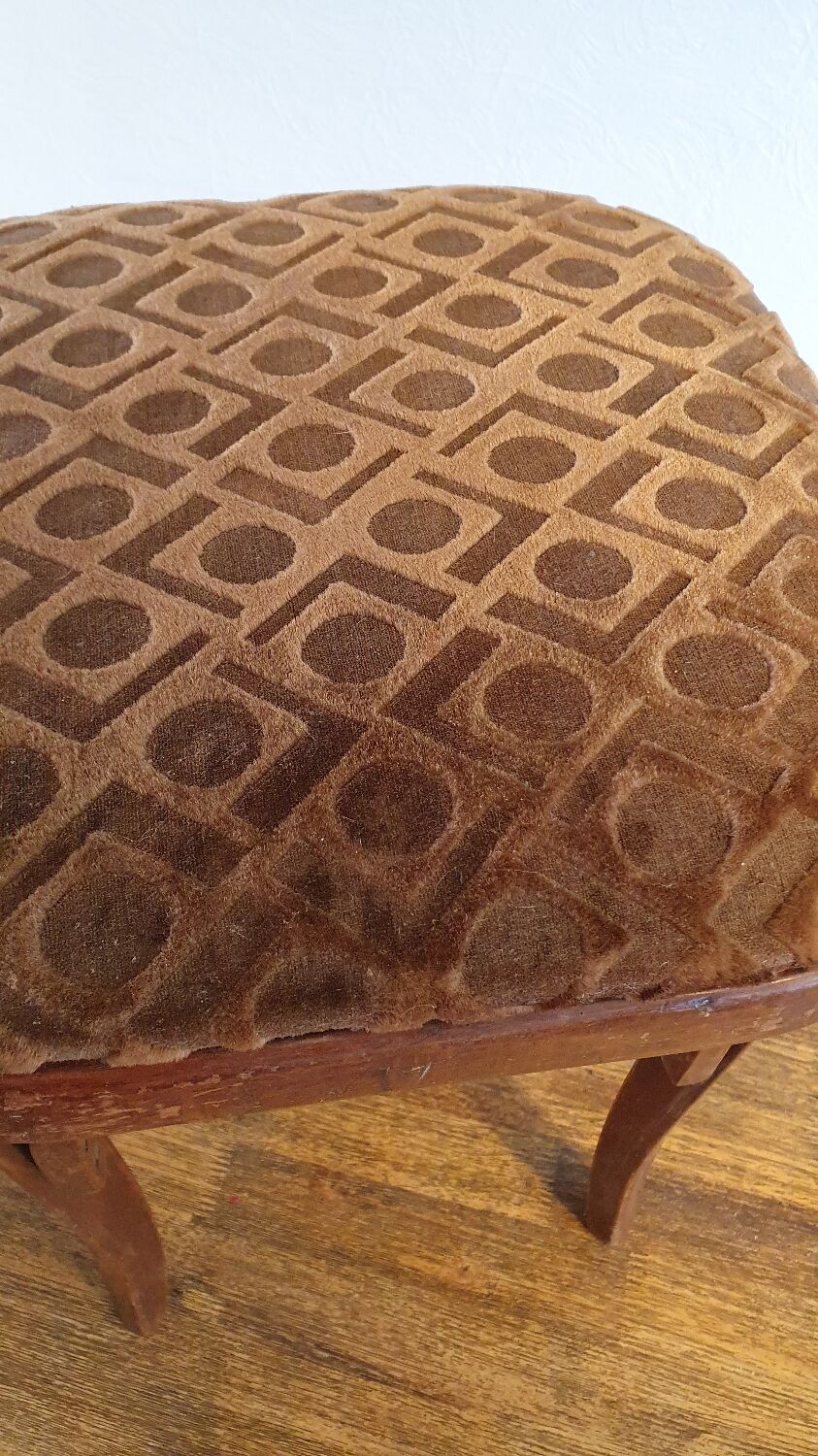 Art nouveau thonet stool bentwood and velvet