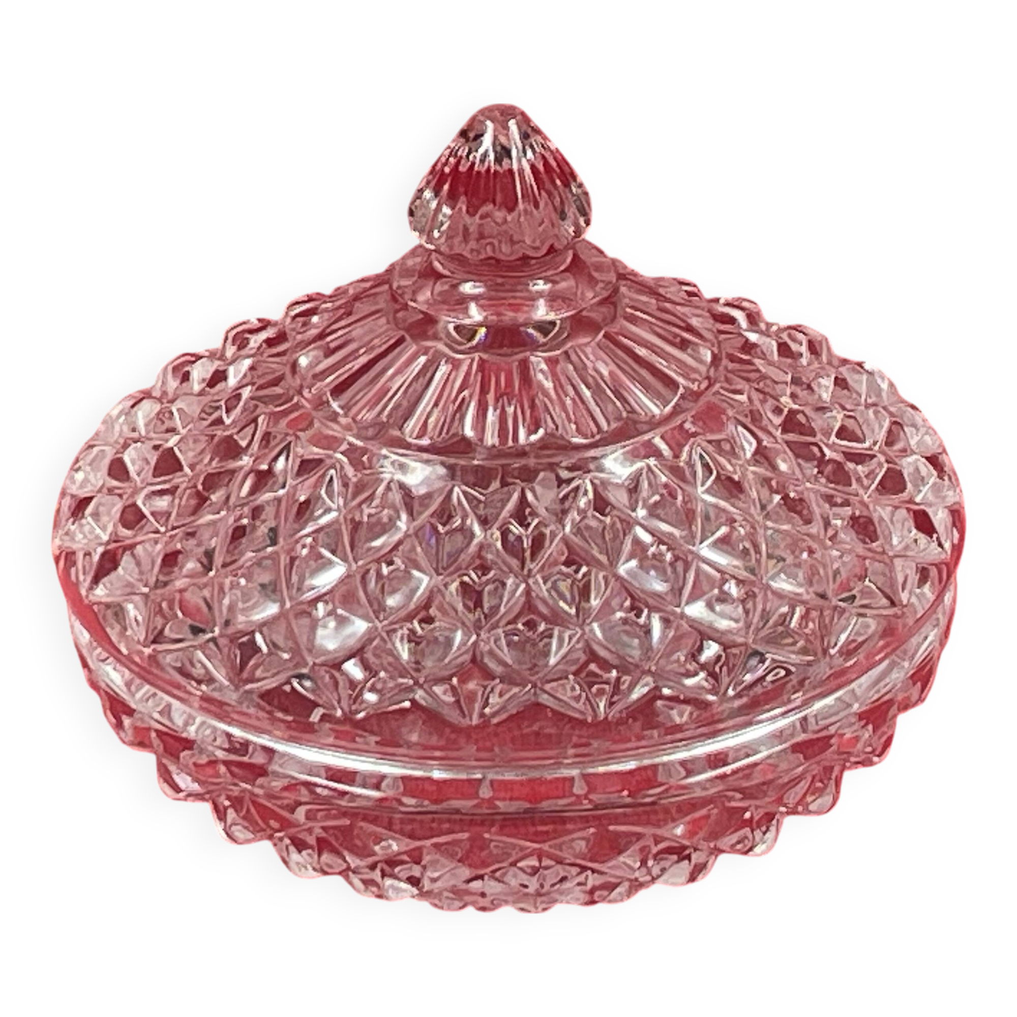 Art Deco molded glass candy dish