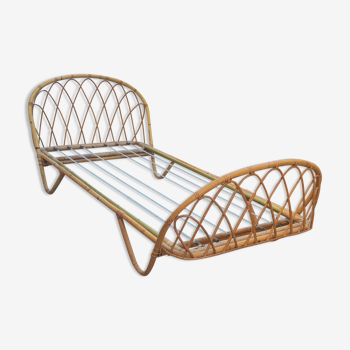 Basket bed a rattan place around 1960