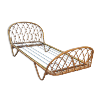 Basket bed a rattan place around 1960