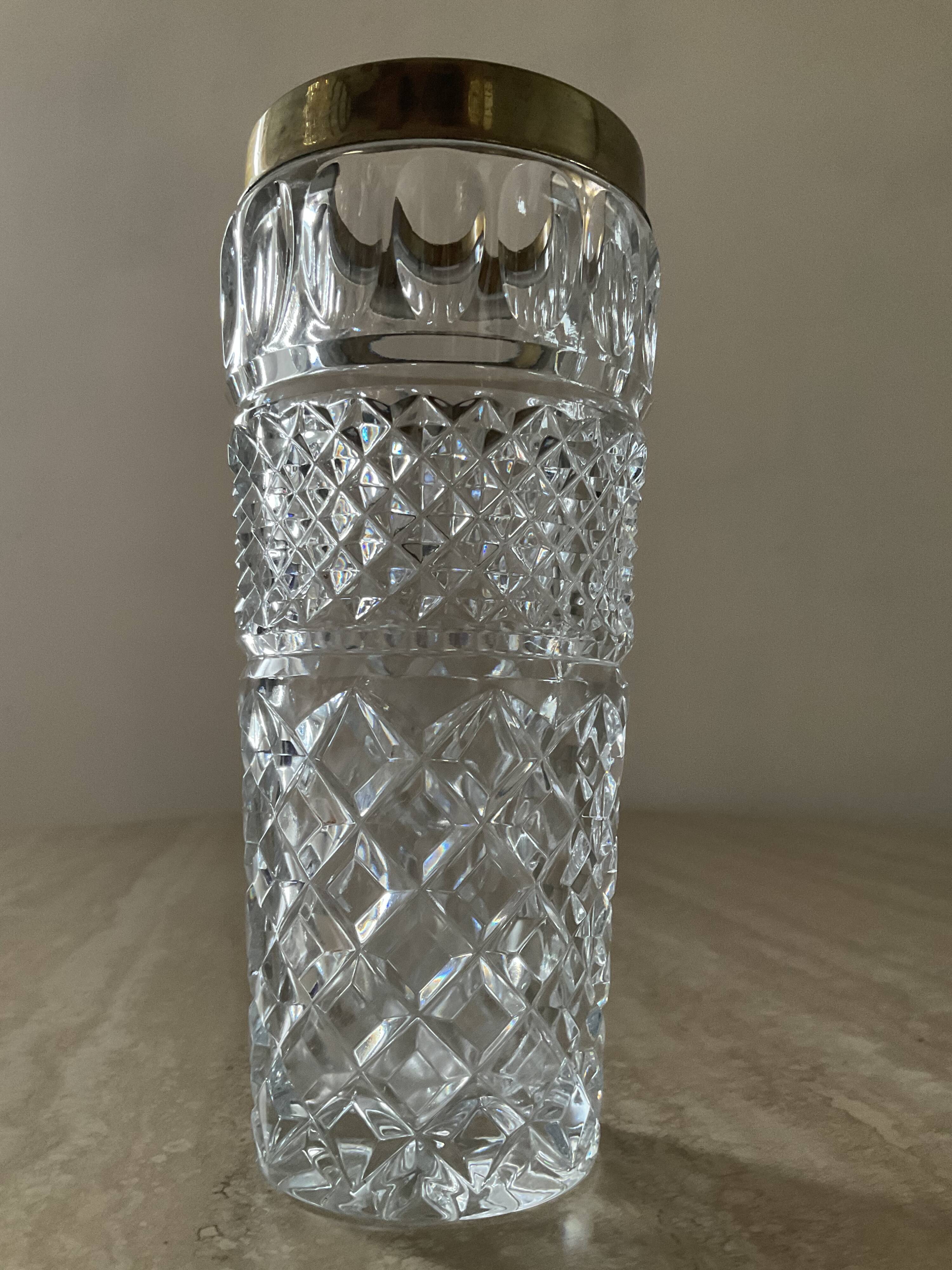 Vintage vase in chiseled Bohemian crystal and brass