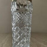 Vintage vase in chiseled Bohemian crystal and brass