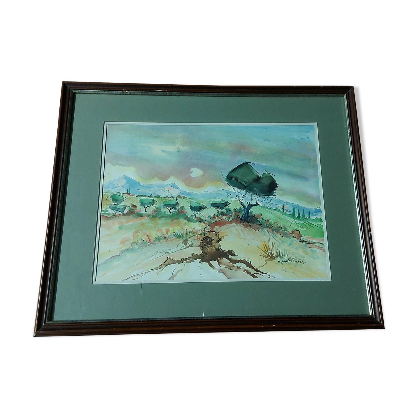 Tableau , aquarelle paysage provencal