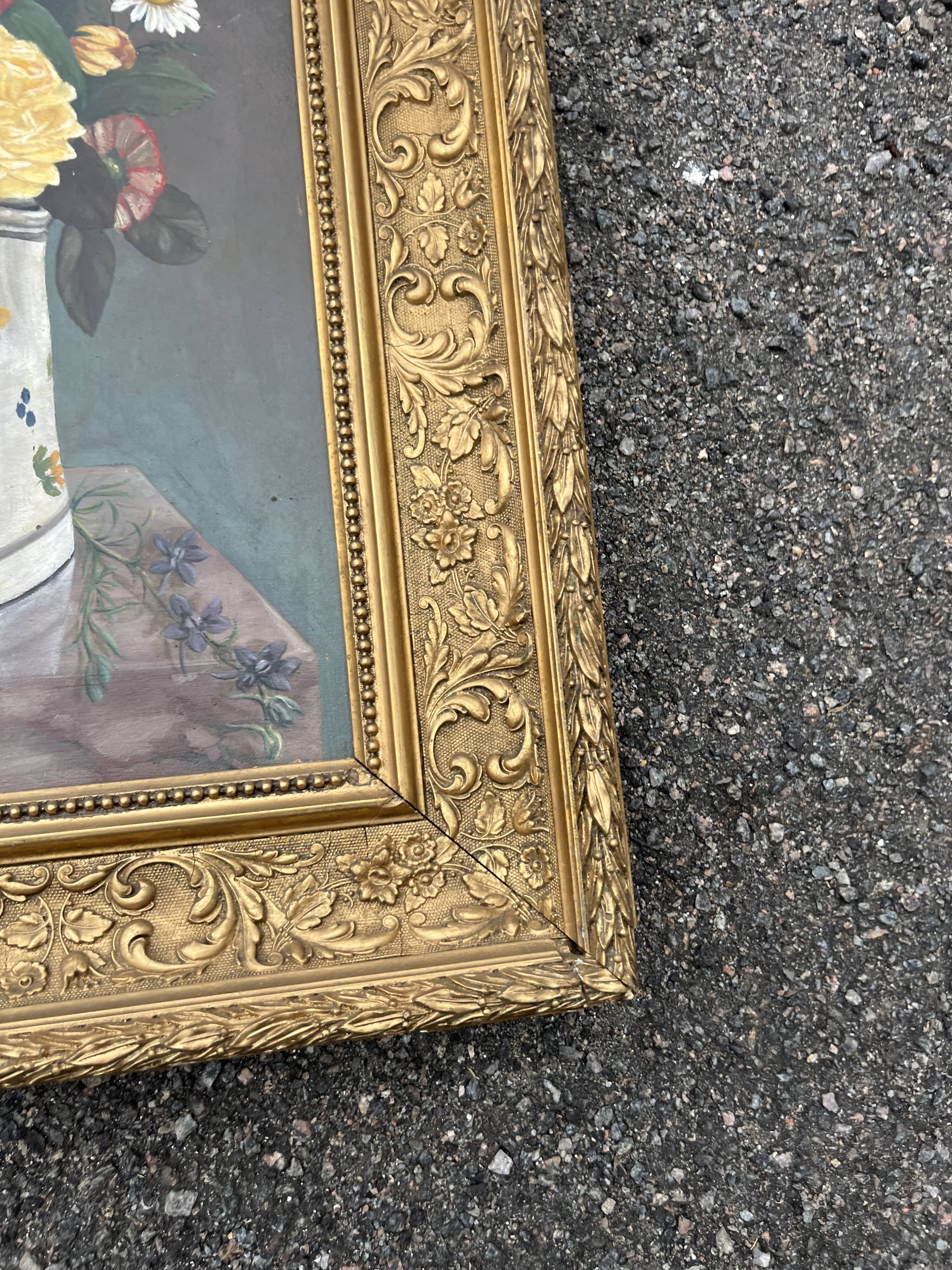 Oil on canvas, old, signed P. Perrisse, dated 1888, bouquet of flowers.
