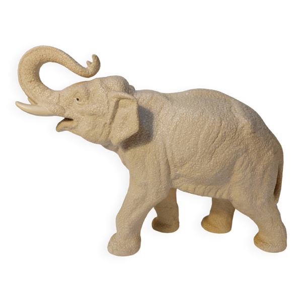 Grande céramique Art Déco Eléphant blanc Années 60
