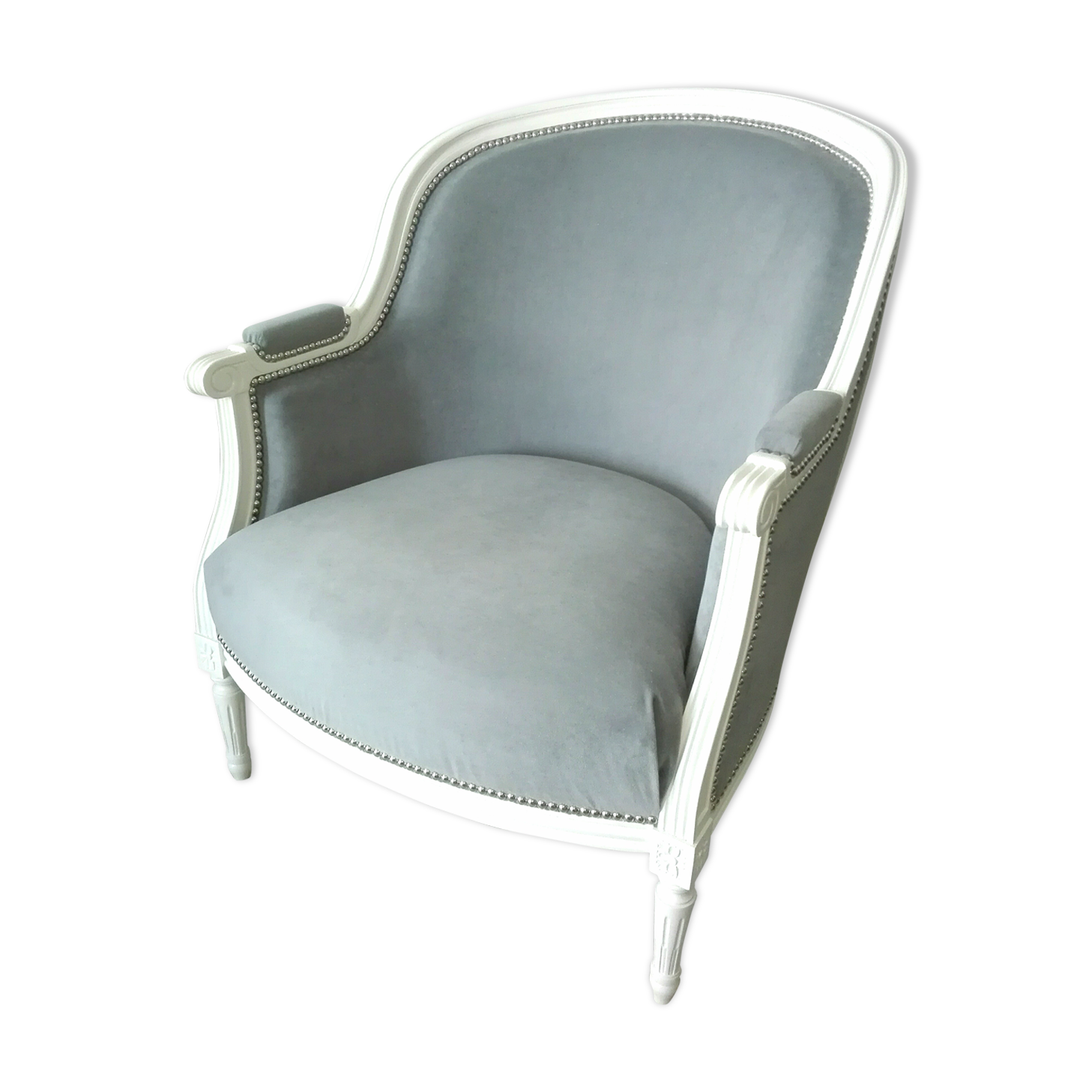 Fauteuil bergère de style Louis XVI restauré