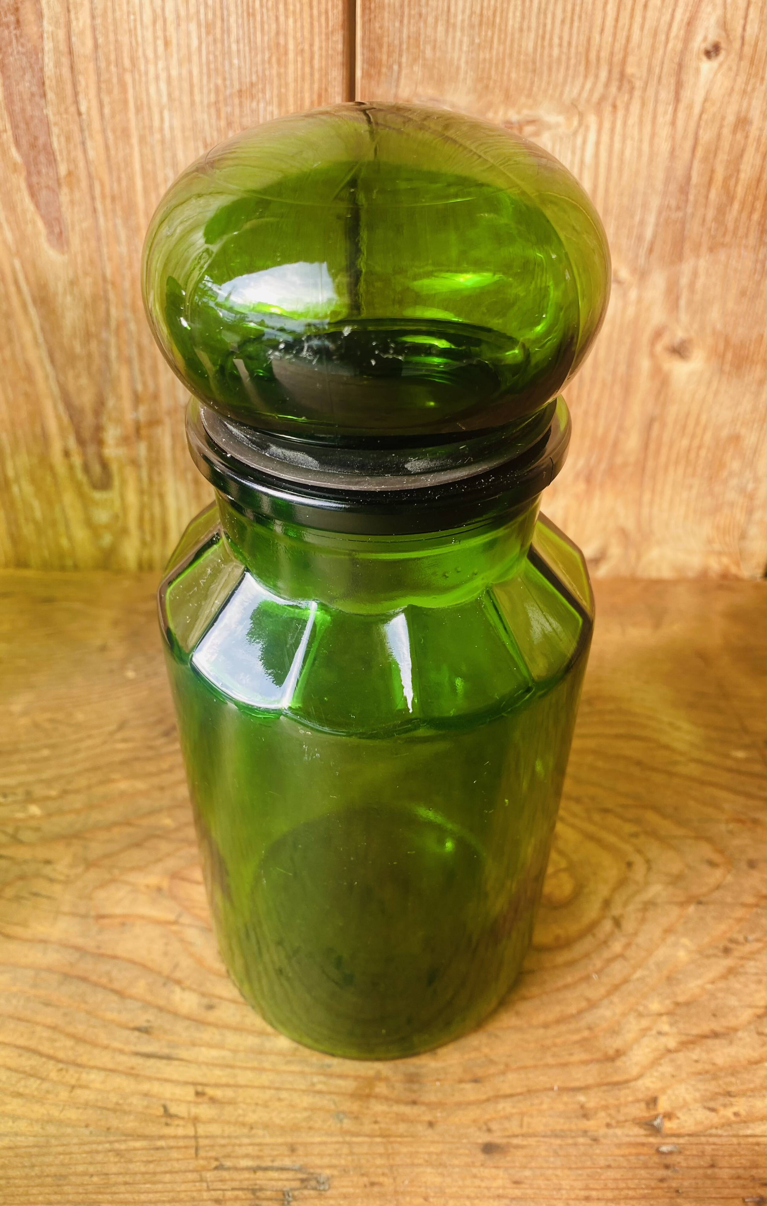 Lot de 5 pots vintage en verre vert
