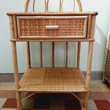 Table de chevet en rotin vintage 60'