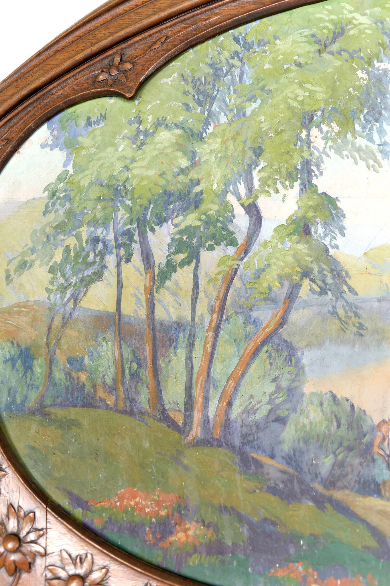 Important Carved Walnut Trumeau Mirror, Art Nouveau, France, Circa 1900