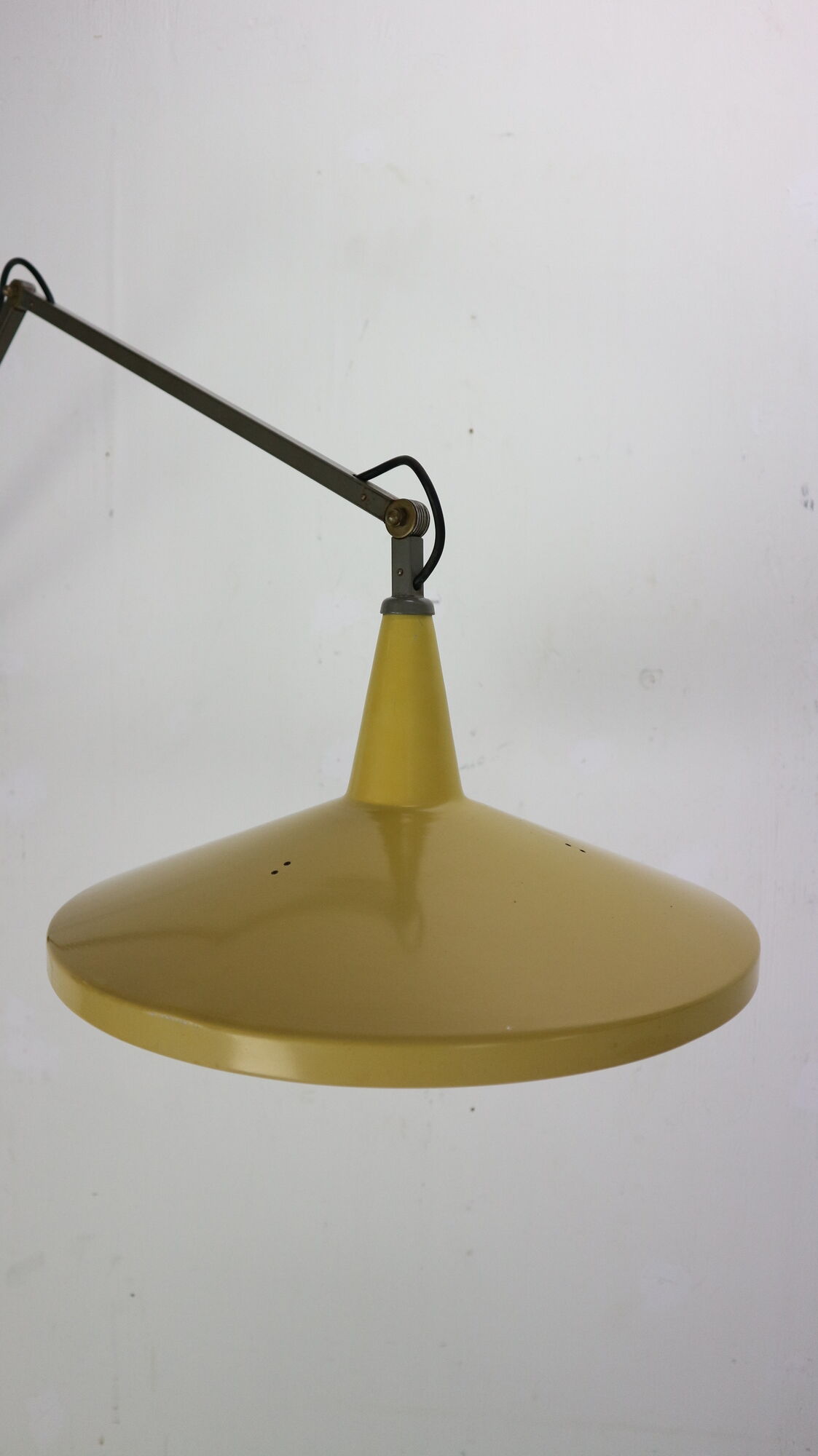 Yellow & grey Wim Rietveld 'Panama' wall lamp 4050 for Gispen 1955s Dutch design