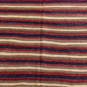 4x9 Red & Navy Blue Pinstriped Pattern Turkish Kilim Rug, 136x284Cm