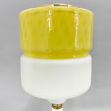 Lampe de table en verre jaune et blanc des années 1970 par Drukov, marquée