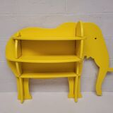 Bibliothèque en bois jaune en forme d'éléphant, Habitat 1980