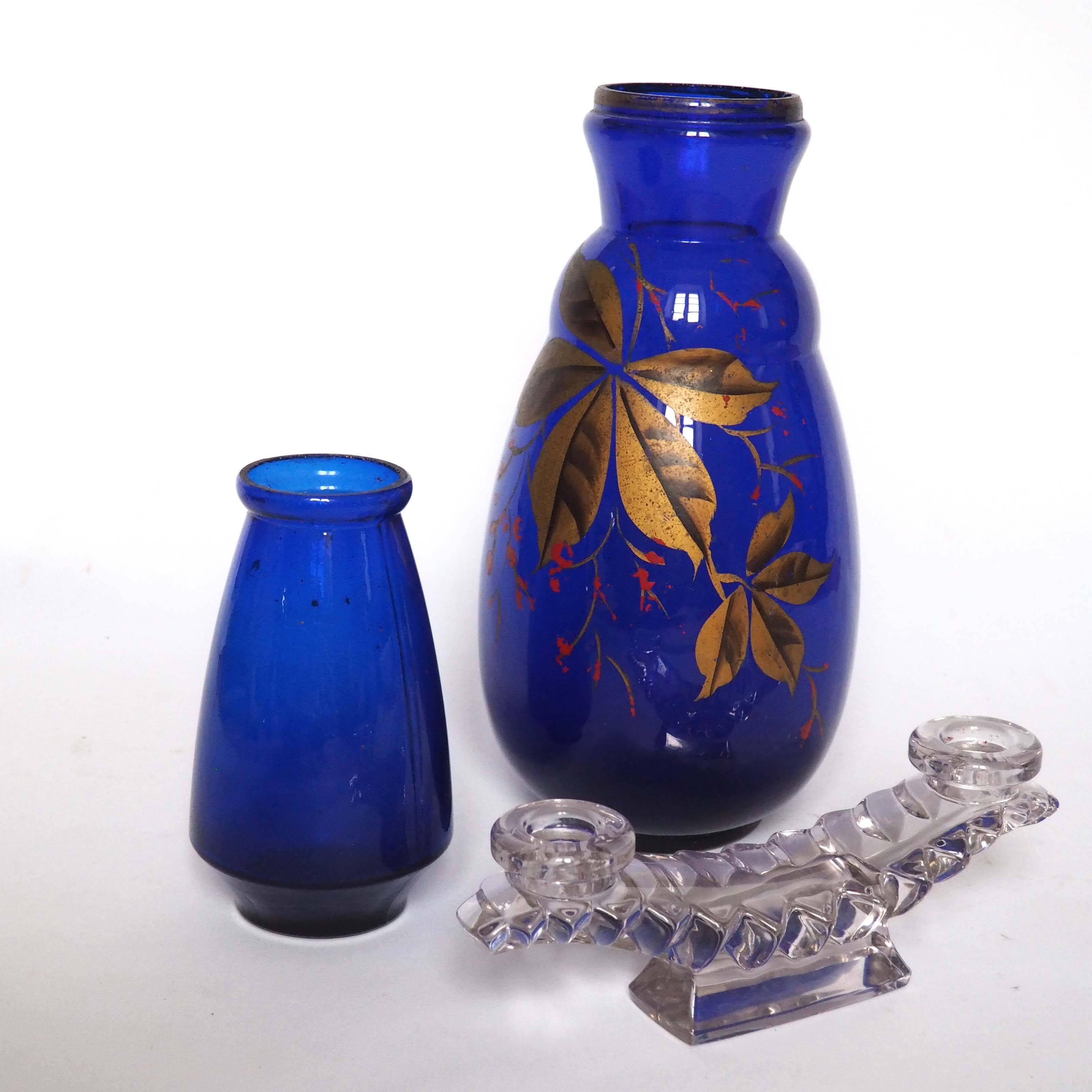 Large midnight blue glass vase