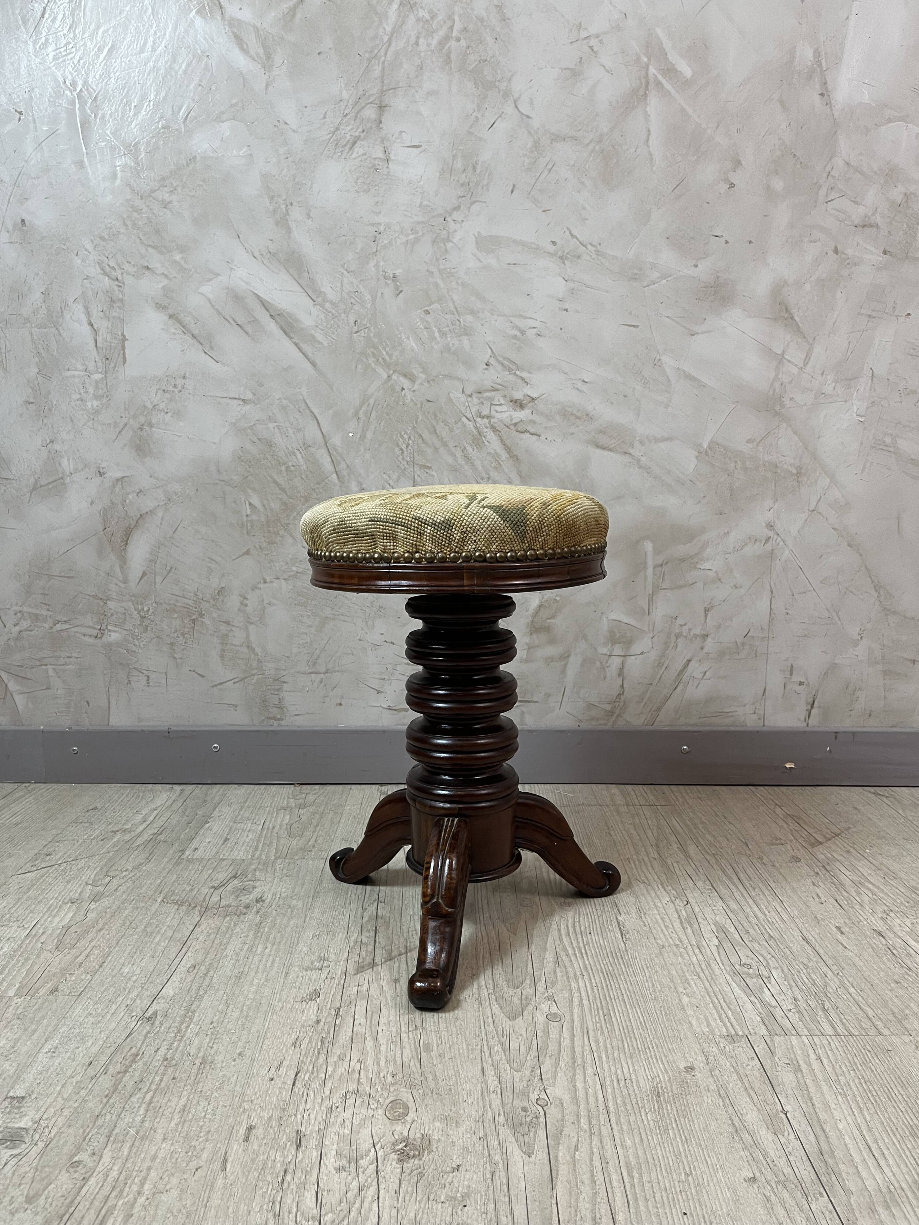 Walnut piano stool