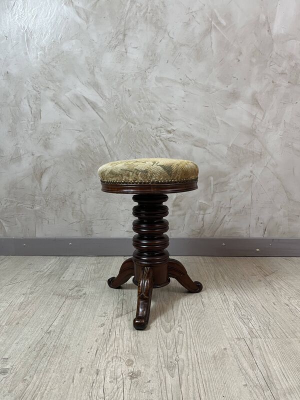 Tabouret de piano en noyer