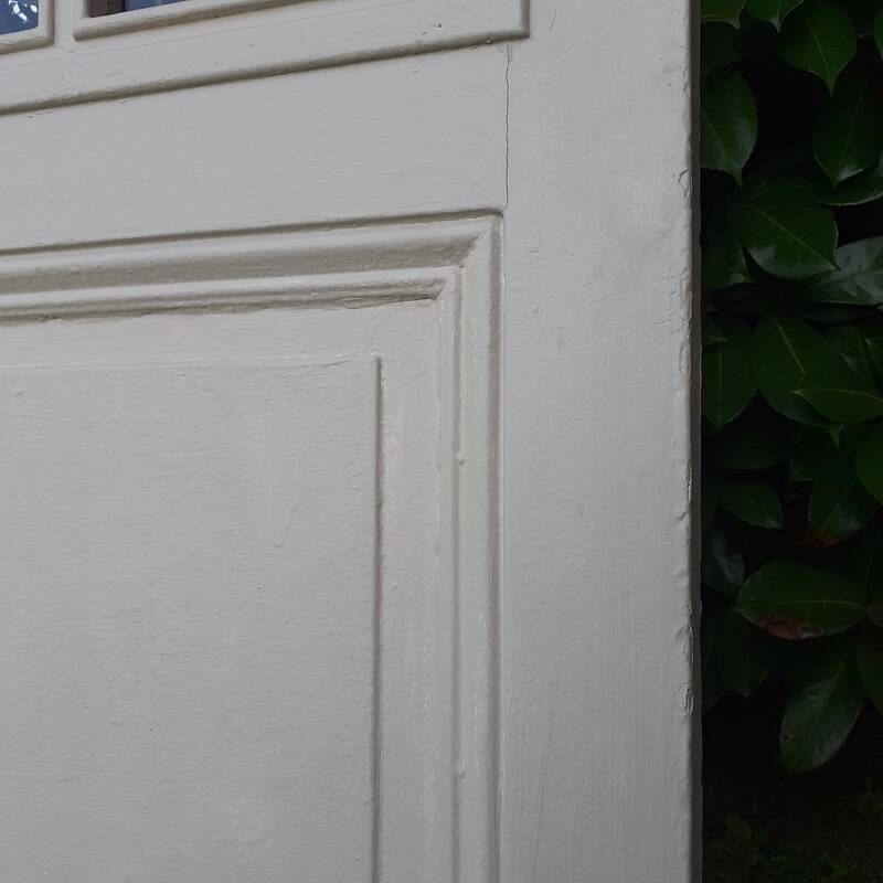 Porte ancienne de communication vitrée moulurée 218,5x83 15 petits carreaux