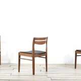 Set of 4 midcentury teak and leatherette chairs