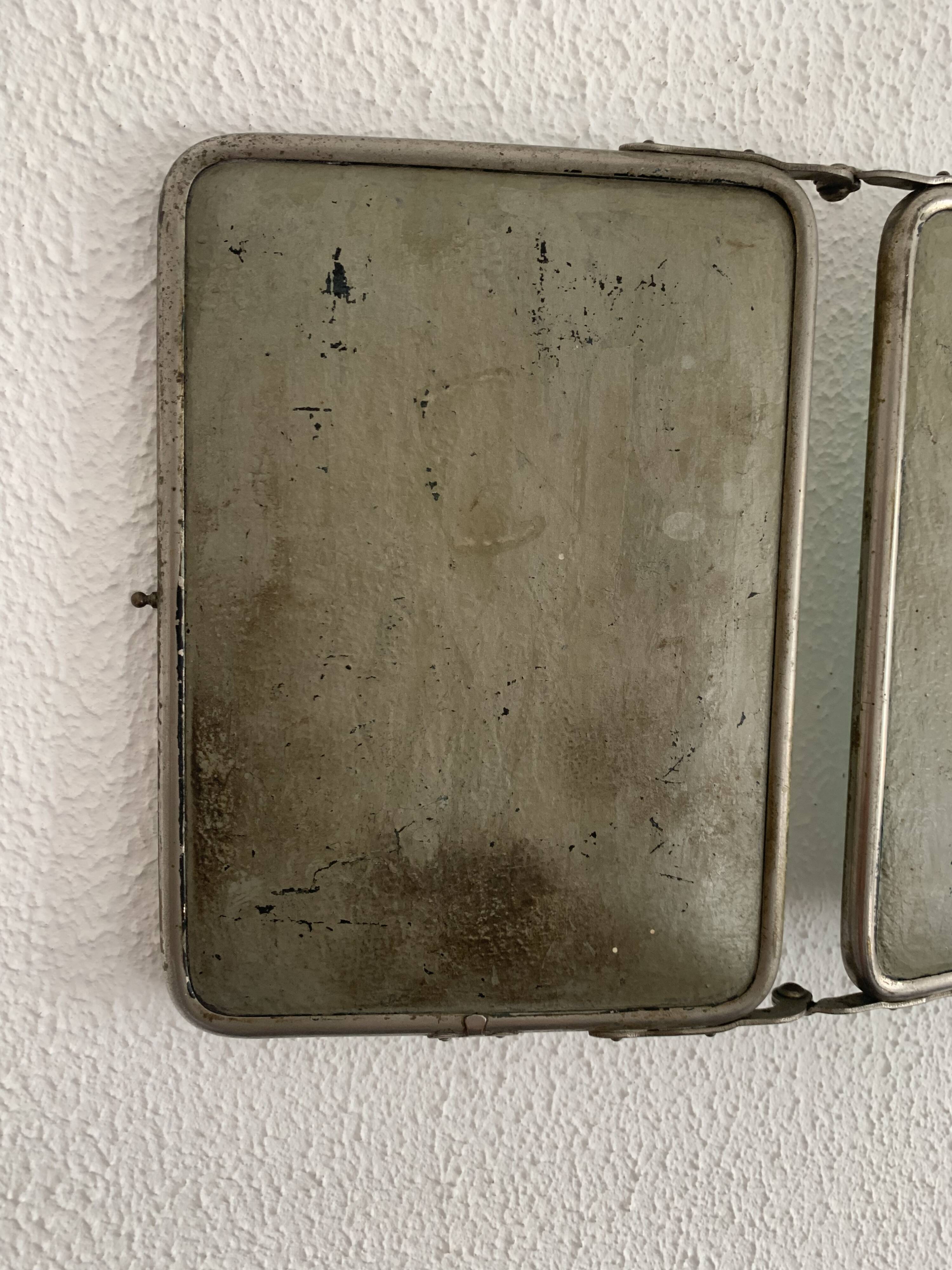 Vintage mirror 1930 crystal barber triptych - 22 x 51 cm