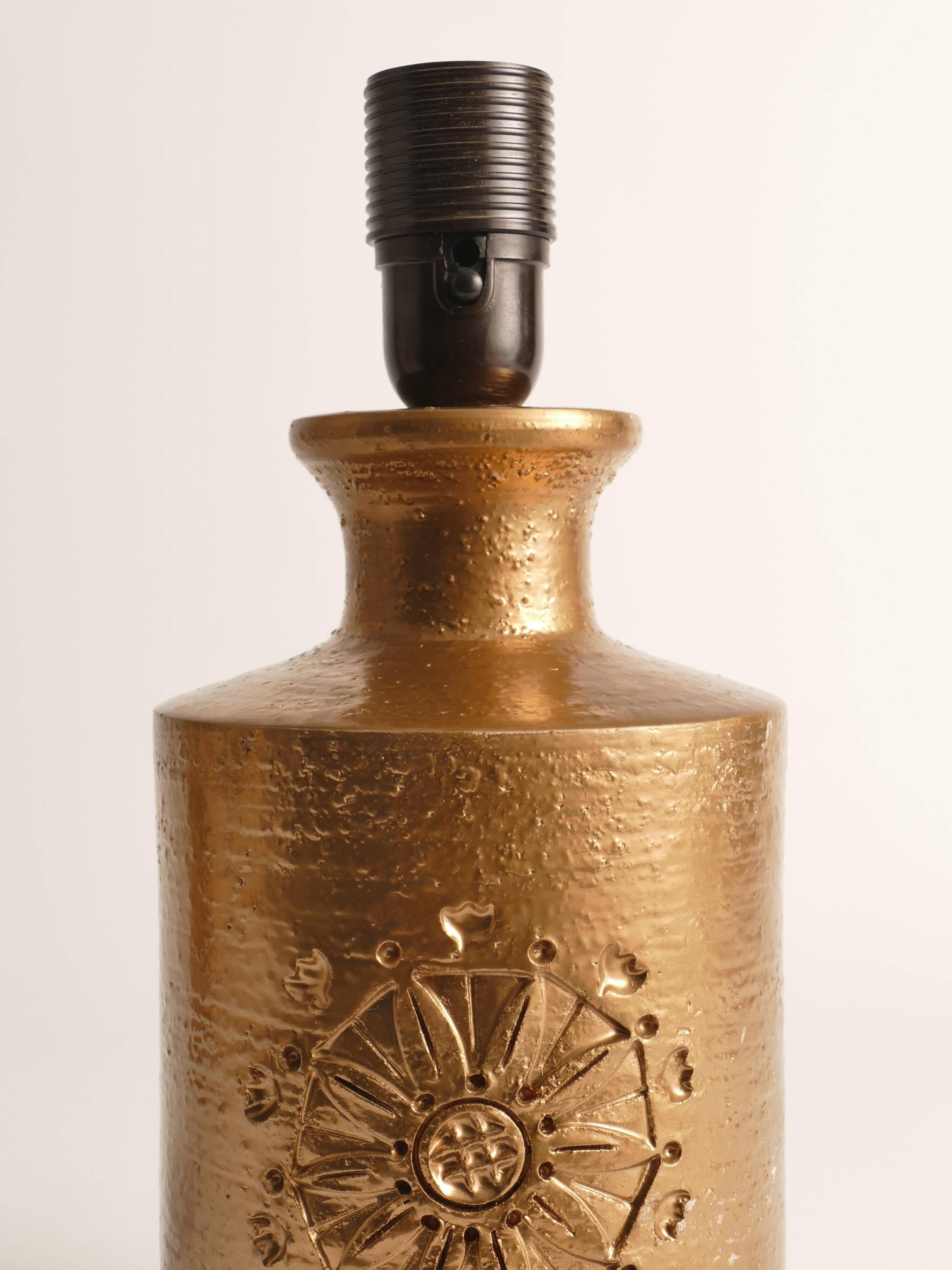 Gold Glazed Ceramic Table Lamp by Bitossi for Bergboms, 1970's