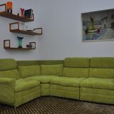 Green Corduroy Modular Corner Sofa, 1970s, Set of 4