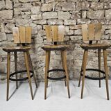 Set of 3 vintage 1970s bar stools