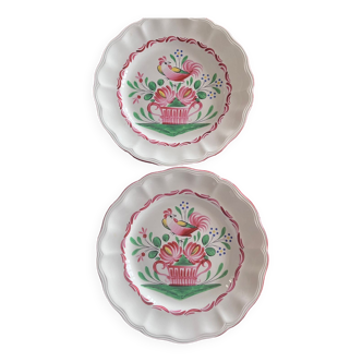 2 assiettes plates KG Luneville modèle coq