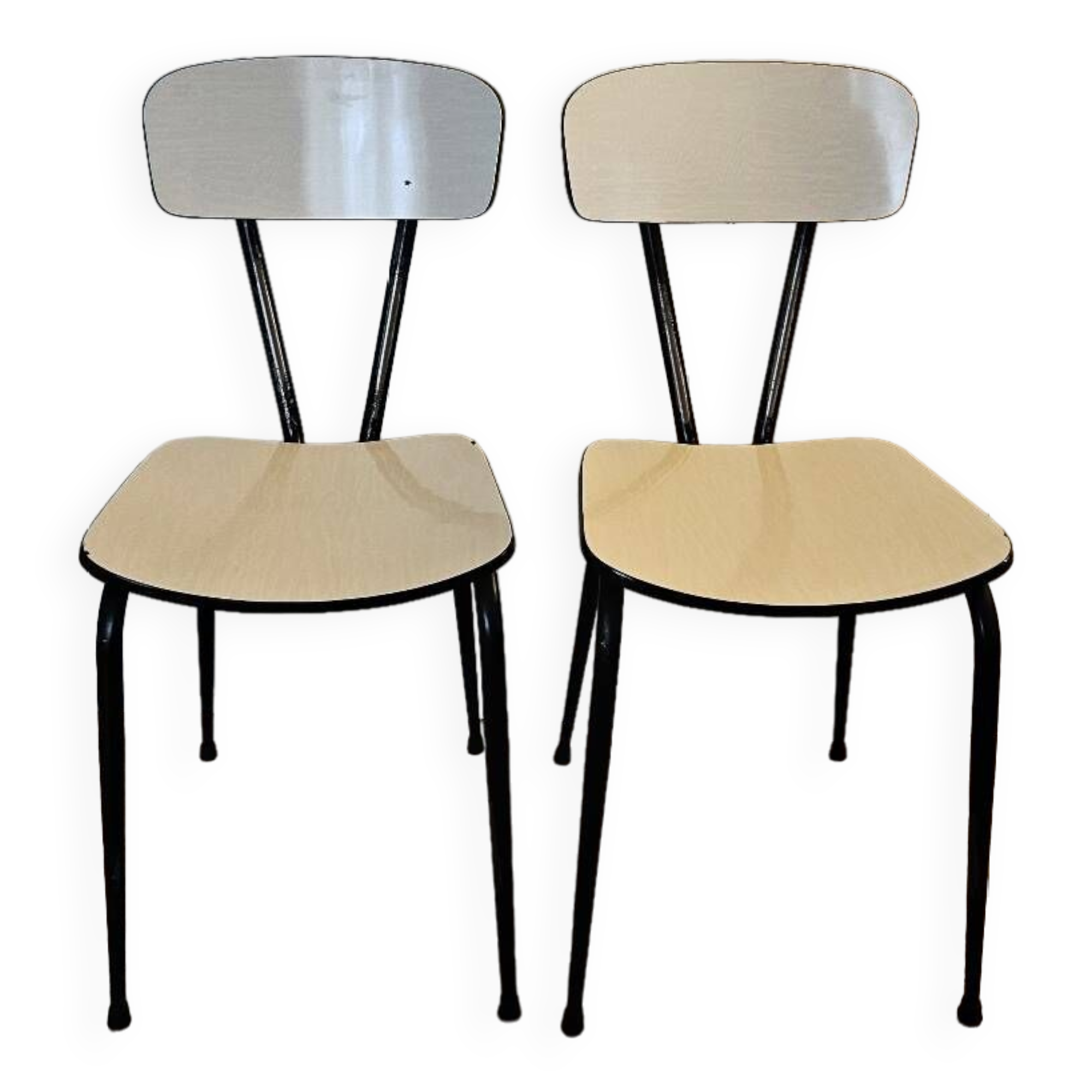 Pair of white formica chairs