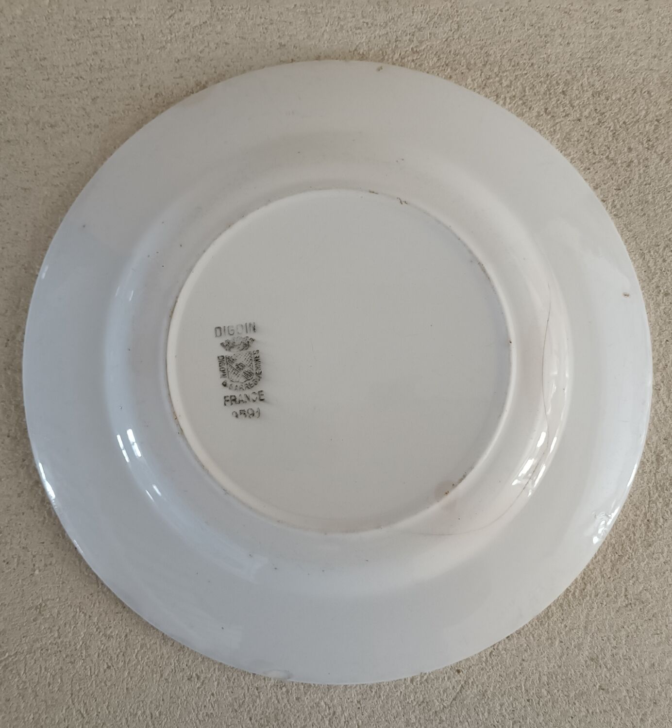 Digoin striped plate and bowl