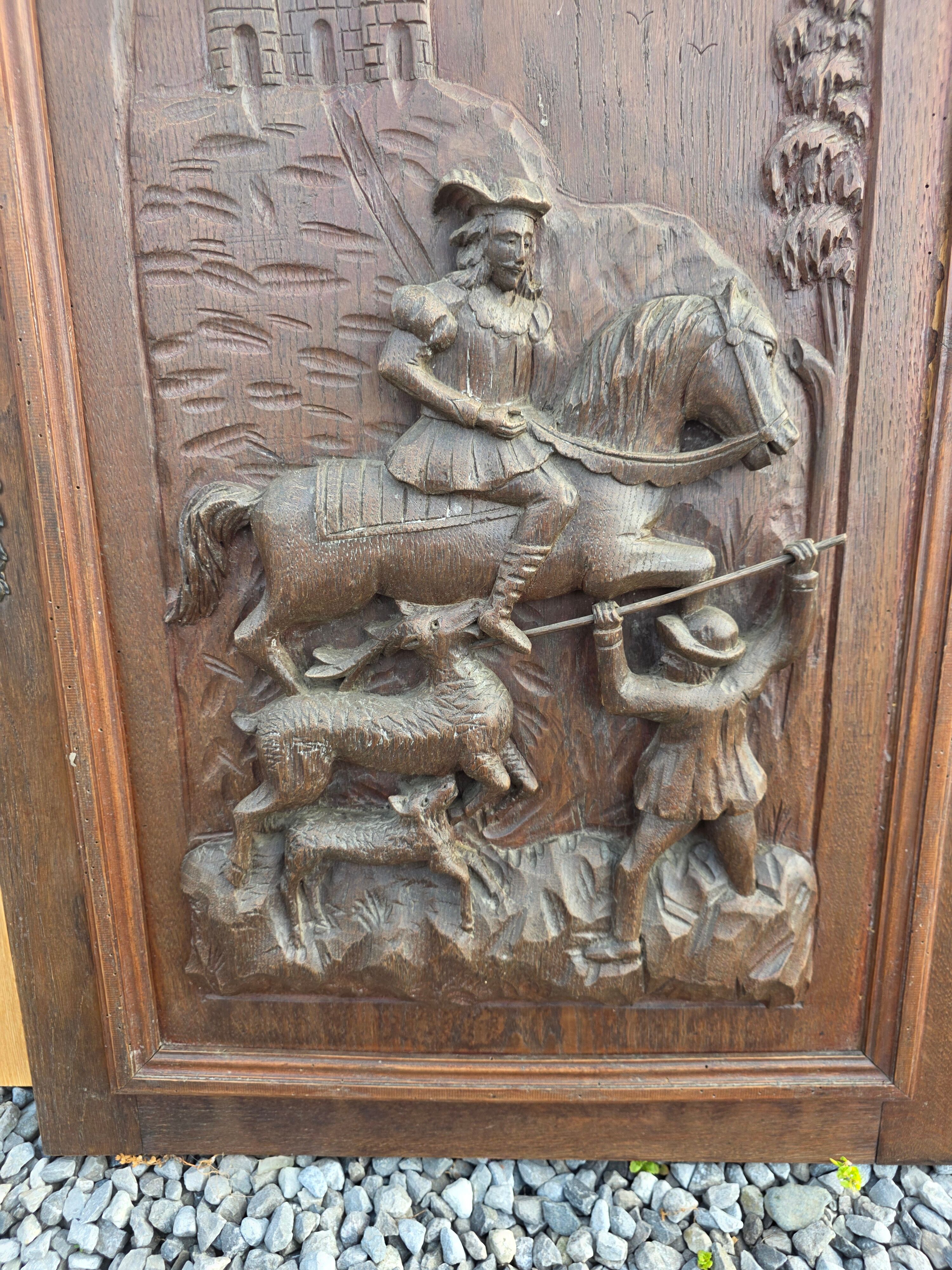 Carved oak solid wood door