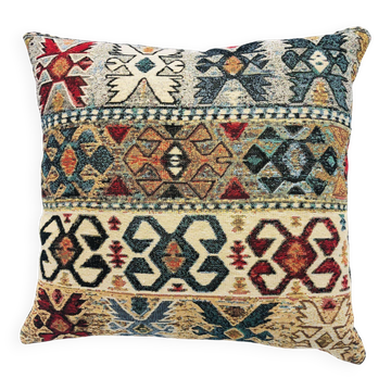 Square cushion, cover and insert, Gobelin fabric, ethnic.