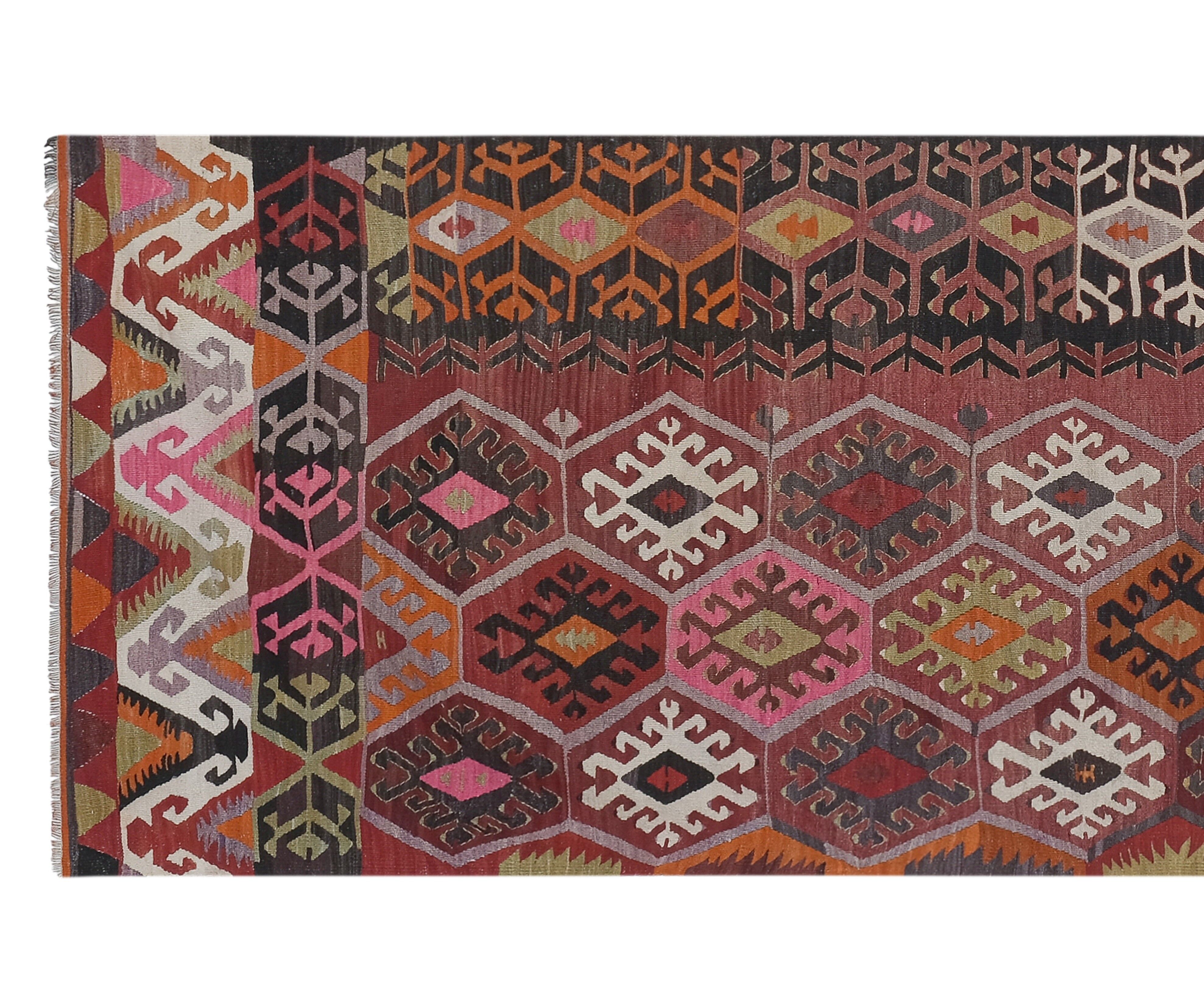 Vintage Turkish rug from Oushak, hand-woven 115x375 cm