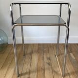 Side table in chrome and smoked glass 70s