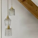 Vintage triple globe pendant light in molded glass