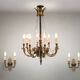 Impressive set of a large bronze Empire Chandelier with 2 wall lights, Belgium ca. 1950