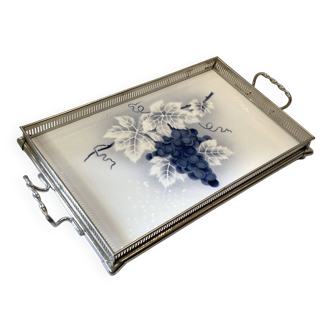 Art Deco period tray Airbrushed earthenware and chrome metal - 1930