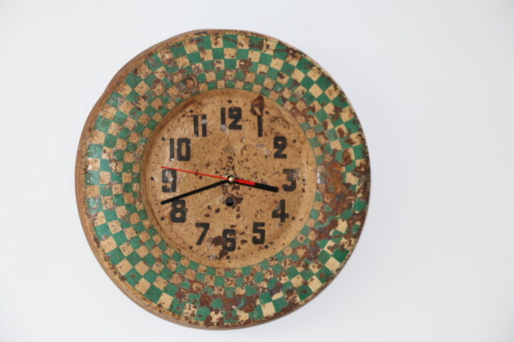 Green Japy checkerboard wall clock