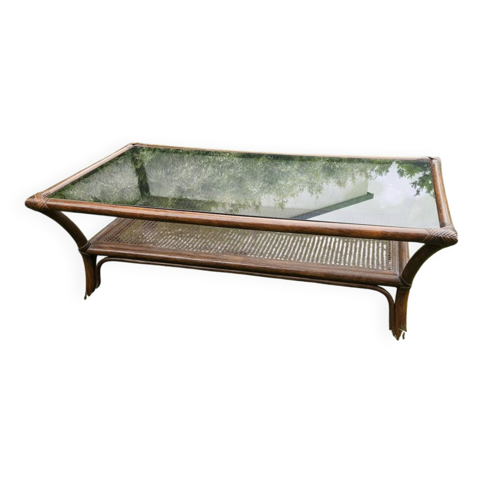 Table basse en bambou et rotin