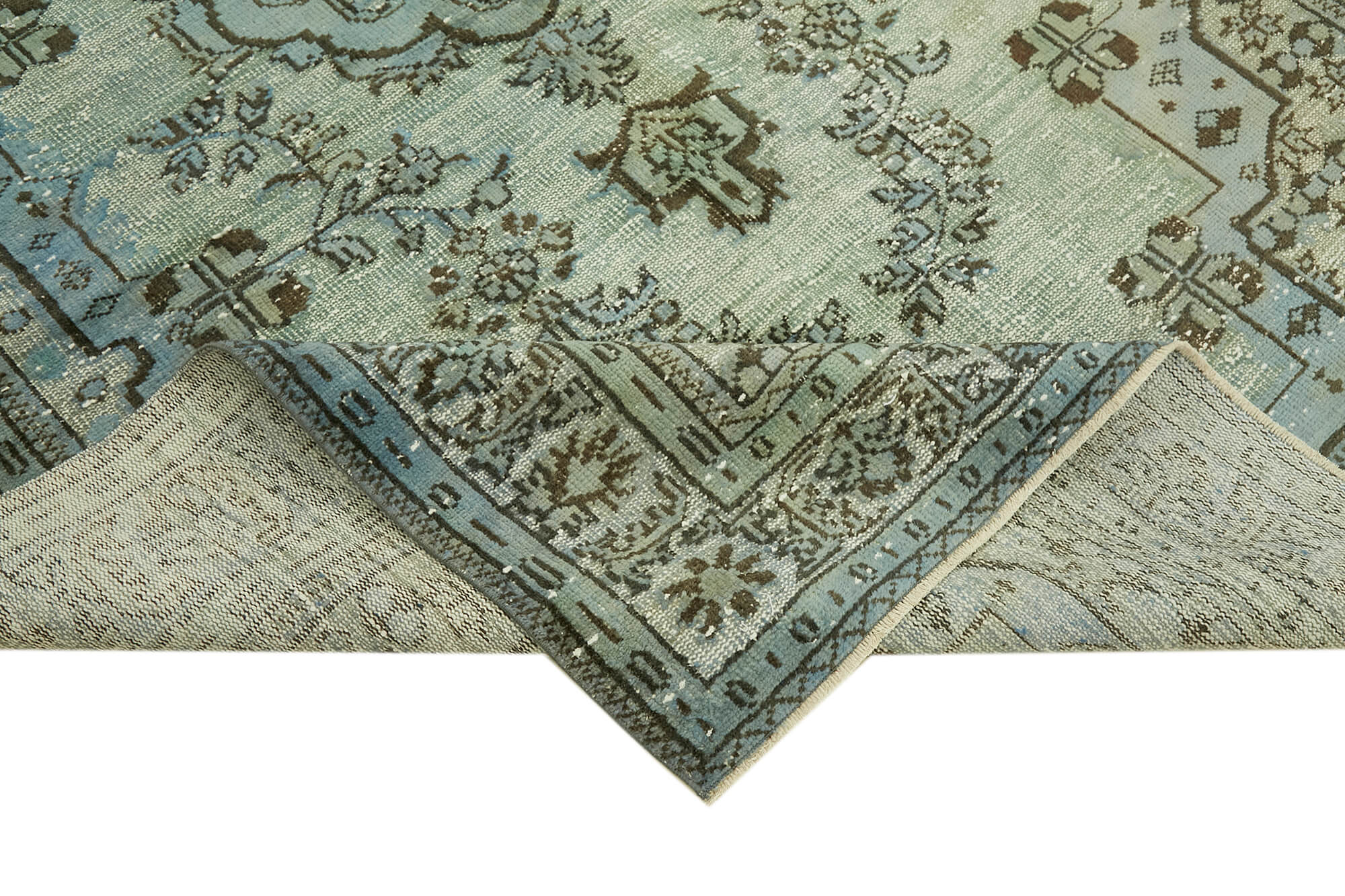 Handwoven Overdyed Oriental 1970s 190 cm x 314 cm Blue Carpet