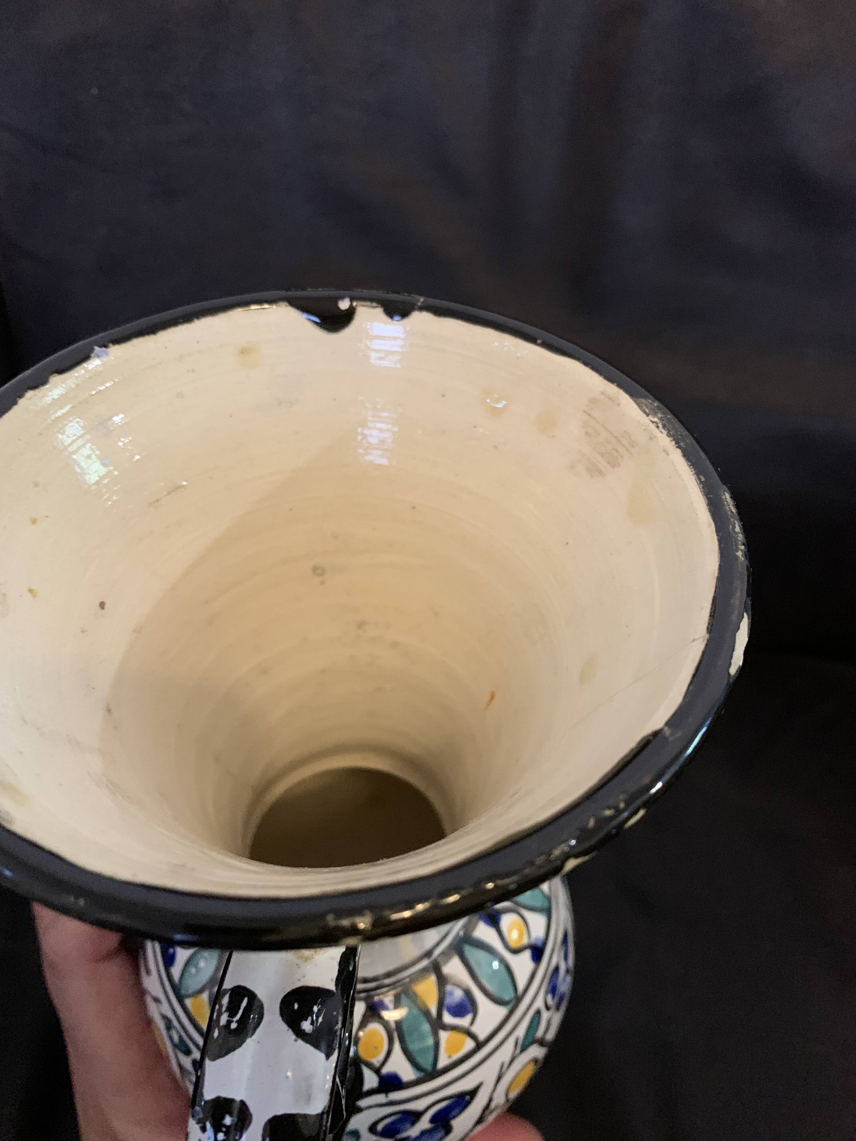 Vase Morocco amphora 28.5cm ceramic hand painted Moroccan art vintage old