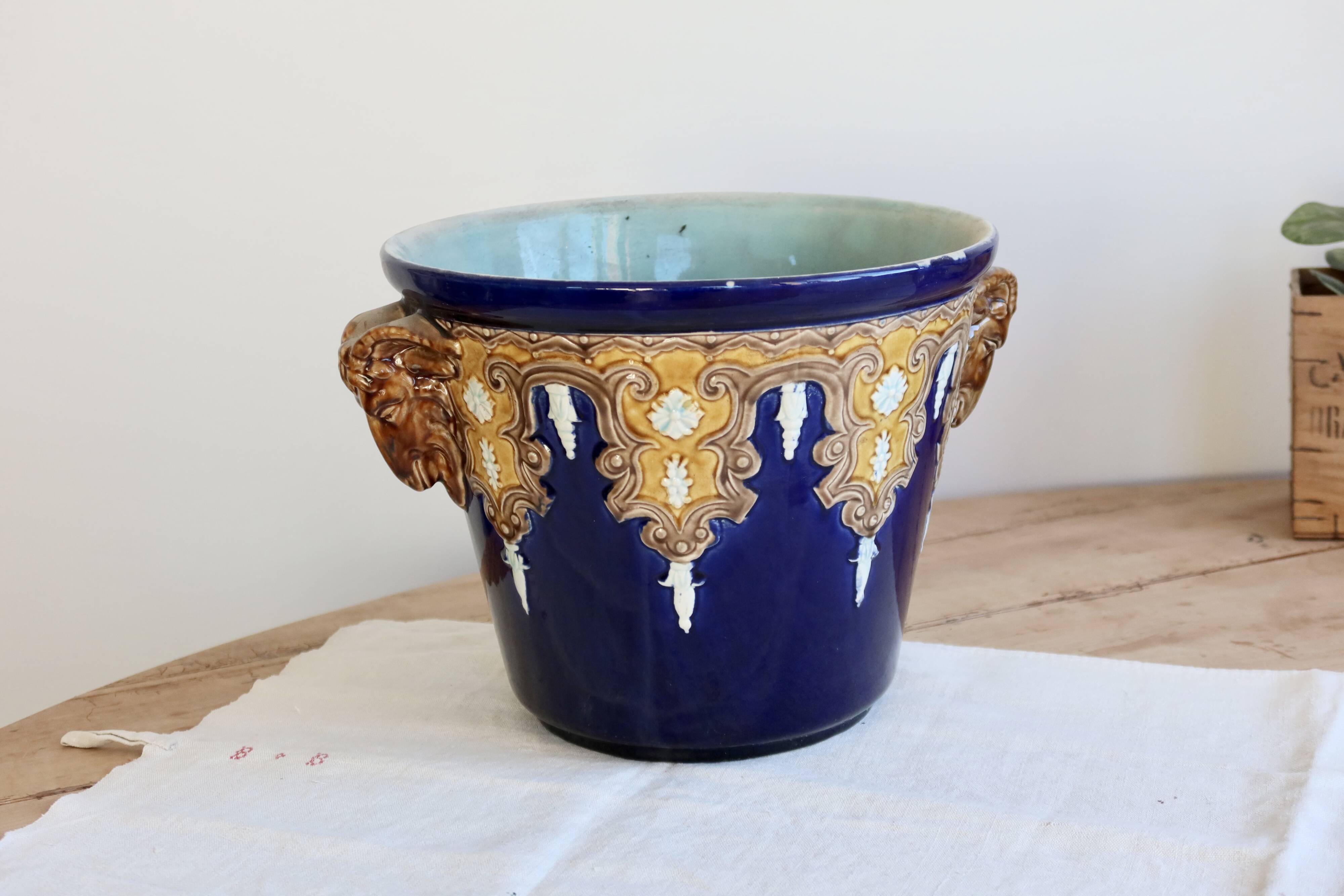 Antique cache-pot Gustave De Bruyn Fives-Lille - 19th century - Glazed ceramic