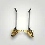 Pair of antique brass and cast iron andirons – Louis XVI style